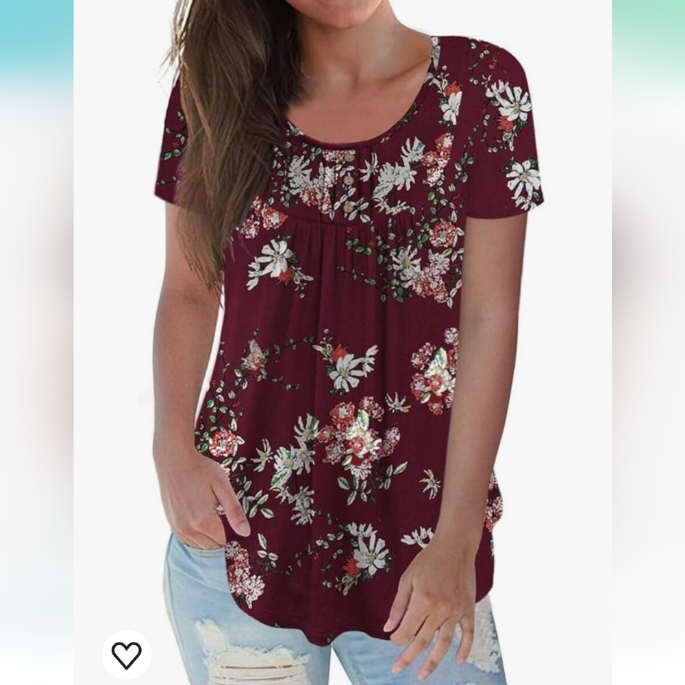 CPOKRTWSO Women's Plus Size Casual Tunic Tops Floral Blouses Short/Long Sleeve
